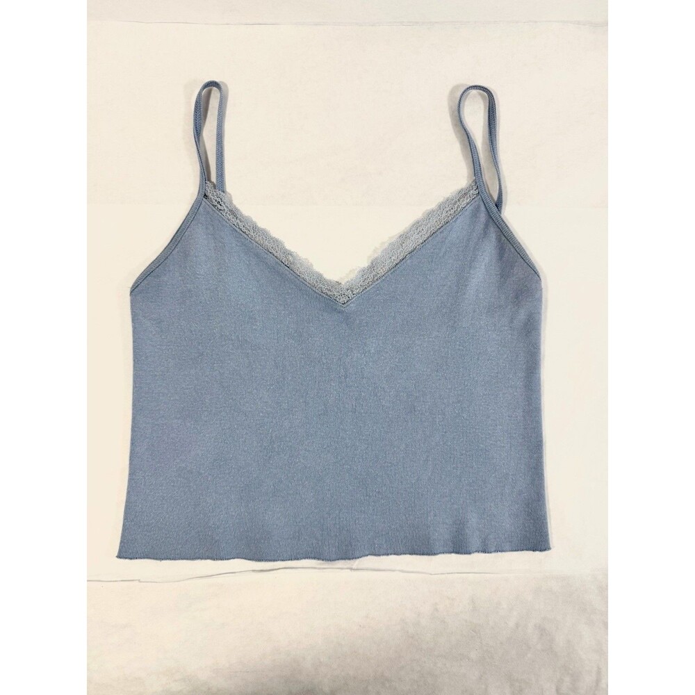 Brandy Melville Nicolette Lace Tank Blue Cropped OS - Picture 2 of 8